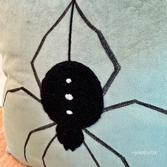 Halloween Reversible Velvet Spider Throw Pillow Turquoise Green - Hyde & EEK! - Picture 7 of 14